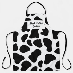 Tablier Lait drôle et biscuits modifiable motif de vache n