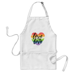 Tablier L'amour est l'amour  Coeur d'aquarelle arc-en-ciel