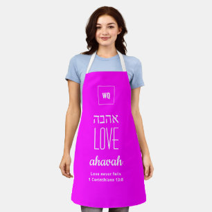 Tablier L'AMOUR N'ÉCHOUE JAMAIS À Hot Pink Ahavah א ה