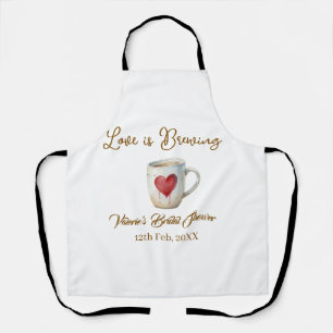 Tablier L'amour se prépare tasse à café blanche cœur douch