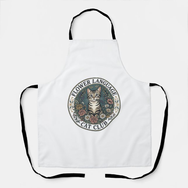 Tablier Langage Fleur Chat Chat Tee Graphique Art - Fleur  (Recto)