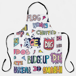 Tablier Langue Anglaise Populaire Mots Argot Doodle Lettre