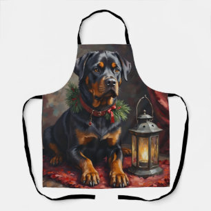 Tablier Lanterne de Noël de chien Rottweiler digne