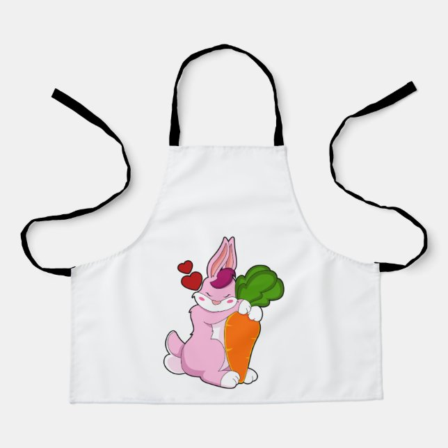 Tablier Lapin avec carotte et coeur (Recto)