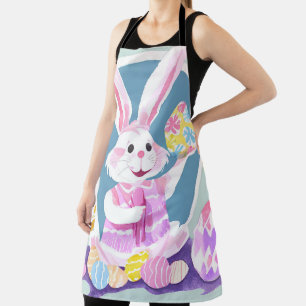 Tablier lapin avec oeufs de pâques