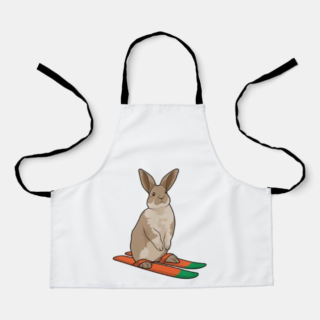 Tablier Lapin comme skieur avec ski (Recto)