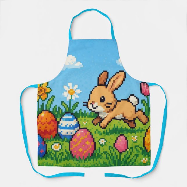 Tablier lapin de Pâques mignon 8 bits (Recto)