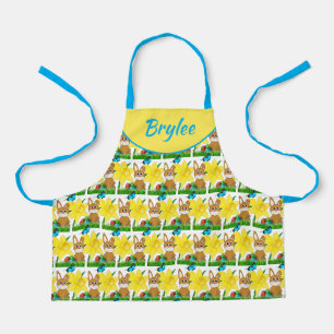 Tablier Lapin de Pâques monogrammé et jonquilles jaunes En
