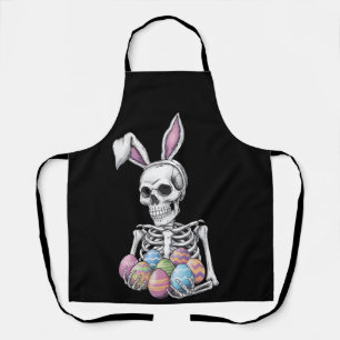 Tablier Lapin squelette tenant des œufs de Pâques Lapin dr