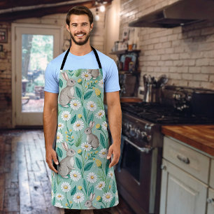 Tablier Lapins Mignons Assis Parmi des Pâquerettes Blanche