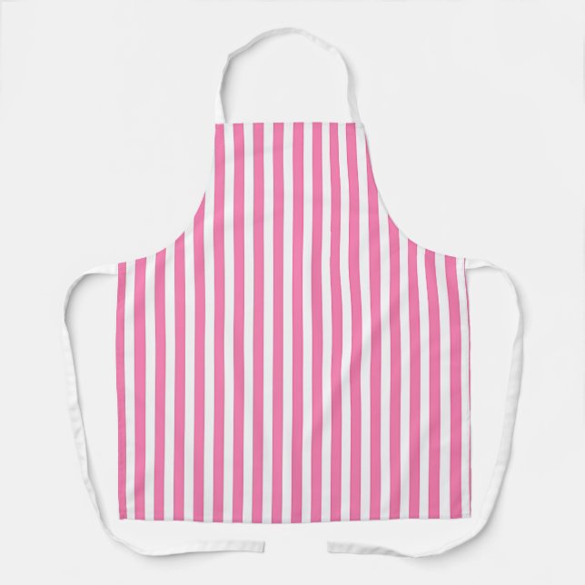 Tablier Larges Bandes Blanches Roses (Recto)