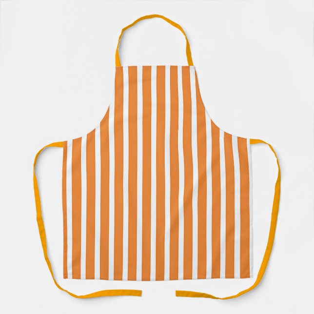 Tablier Larges Rayures Orange Blanc (Recto)
