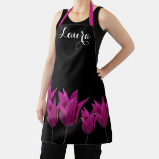 Tablier Laura personnalisable nom chic floral bohème joli