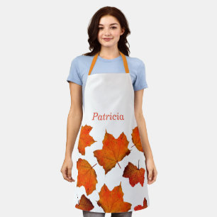 Tablier L'automne laisse Orange Autumn Thanksgiving Name W