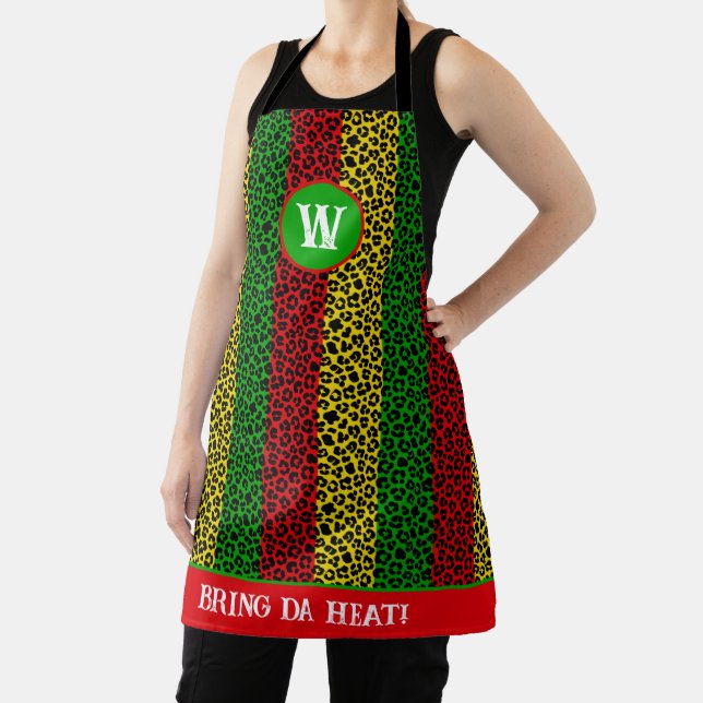 Tablier Le chef jamaïcain Rasta Striped Empreinte de léopa (Insitu)