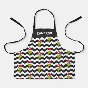 Tablier Le Grinch   Motif Chevron Black & White Holiday