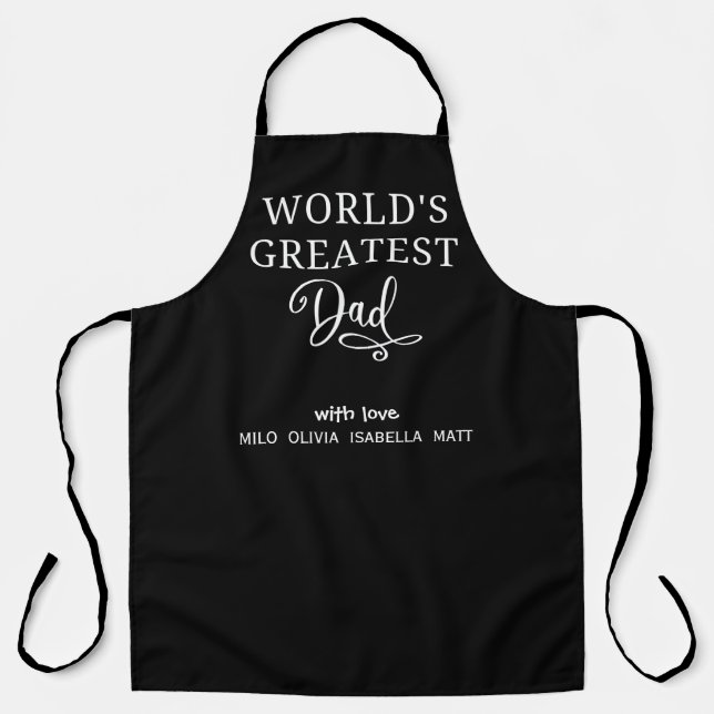 Tablier Le meilleur papa du monde, noir et blanc, (Recto)