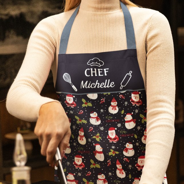 Tablier Le Père Noël et les hommes de neige s'amusent Noël (Créateur téléchargé)