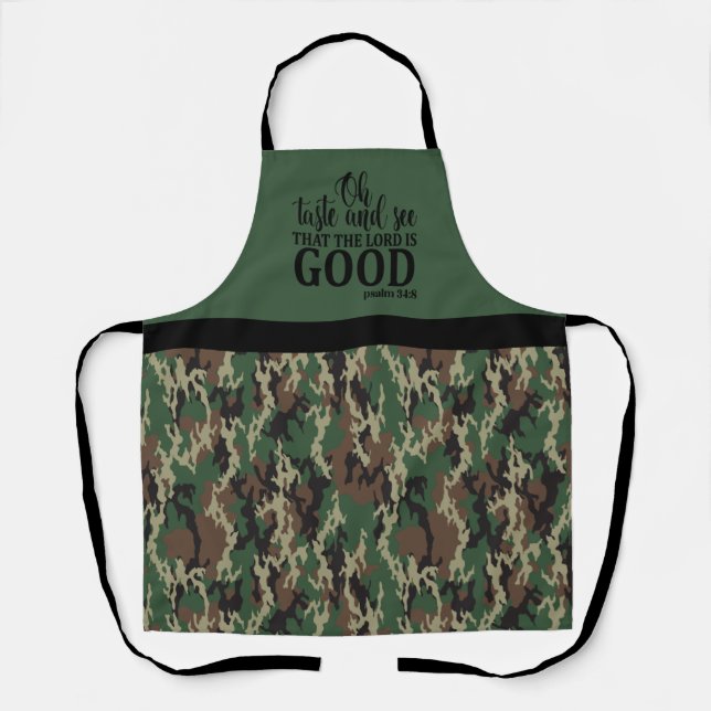 Tablier Le Seigneur est bon Camouflage tout-en-un (Recto)