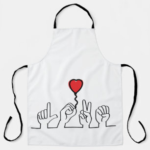 Tablier Le sourd, l'amour du langage gestuel. Je t'aime.
