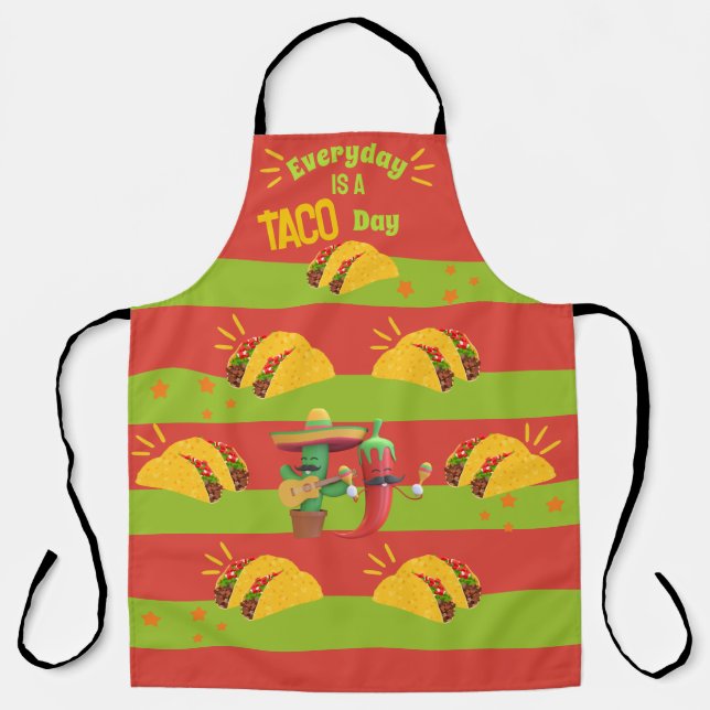 Tablier Le temps des Tacos avec chaque jour est un jour de (Recto)