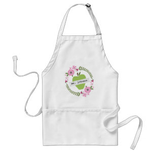 Tablier Le vert floral Apple de guirlande a personnalisé