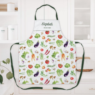 Tablier Légumes Colorés Aquarelle Nom Personnalisé
