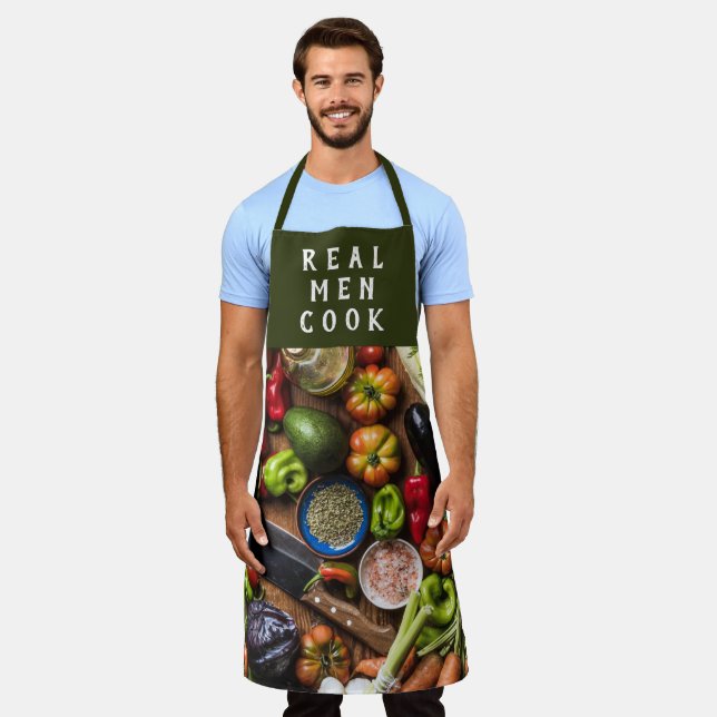 Tablier Légumes frais Véritables Hommes Cuisiner (Porté)