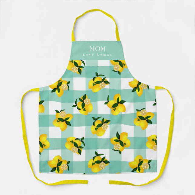Tablier Lemon Chic Aqua En vichy (Recto)