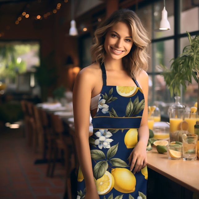 Tablier Lemons et fleurs méditerranéens de la Marine (Créateur téléchargé)