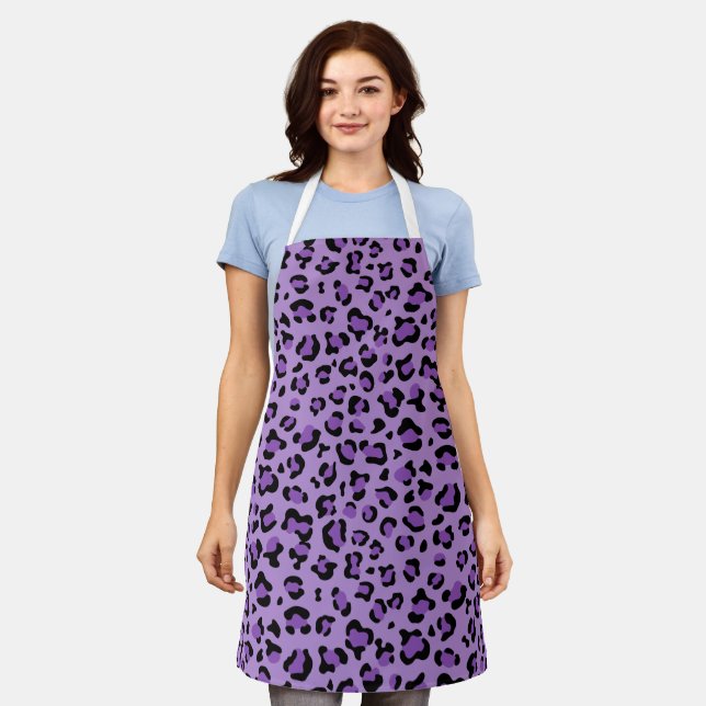 Tablier Leopard Print, Léopard Spots, Purple Leopard (Porté)