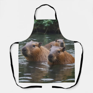 Tablier Les capybaras nagent dans la rivière,