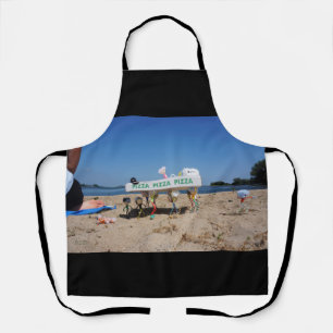 Tablier Les Fubby qui volent une pizza sur la plage.