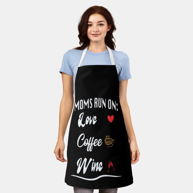 Tablier Les mamans courent amoureusement, café et vin (Porté)