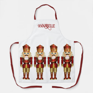 Tablier Les noix rouges et or personnalisent