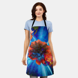 Tablier Les pivoines en bleu clair
