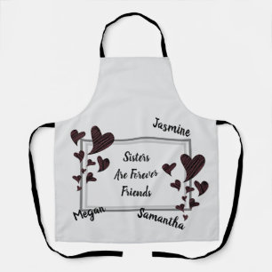Tablier Les soeurs sont pour toujours des amis Coeurs roug