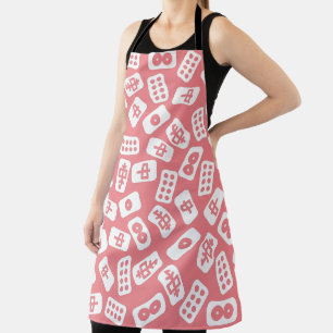 Tablier Les tuiles du Mahjong blanches roses