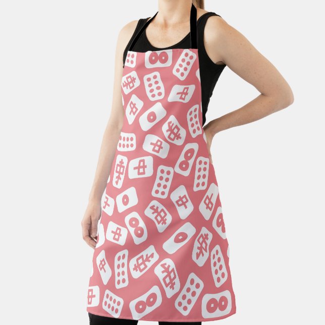 Tablier Les tuiles du Mahjong blanches roses (Insitu)