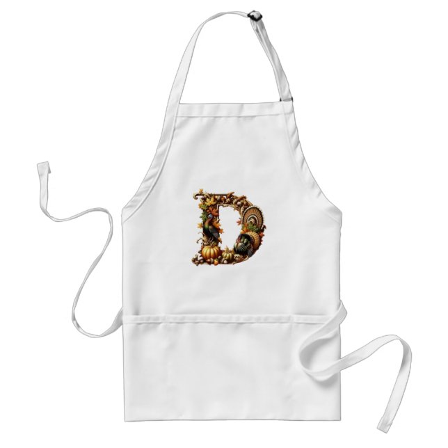 Tablier Letter D Thanksgiving style gift  (Devant)