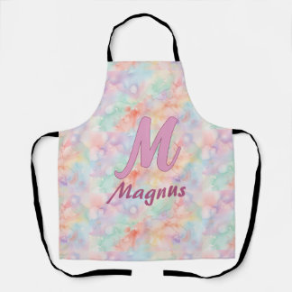 Tablier lettre c initiale nom pastel aquarelle rose bleu