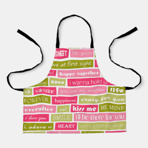 Tablier LETTRE D'AMOUR ROSE ET VERT Apron