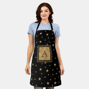 Tablier Lettre Gold Star Elegant Parties scintillant noir 
