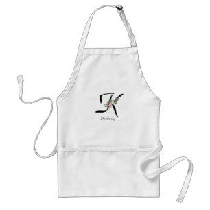 Tablier Lettre monographie florale K Apron de retraite