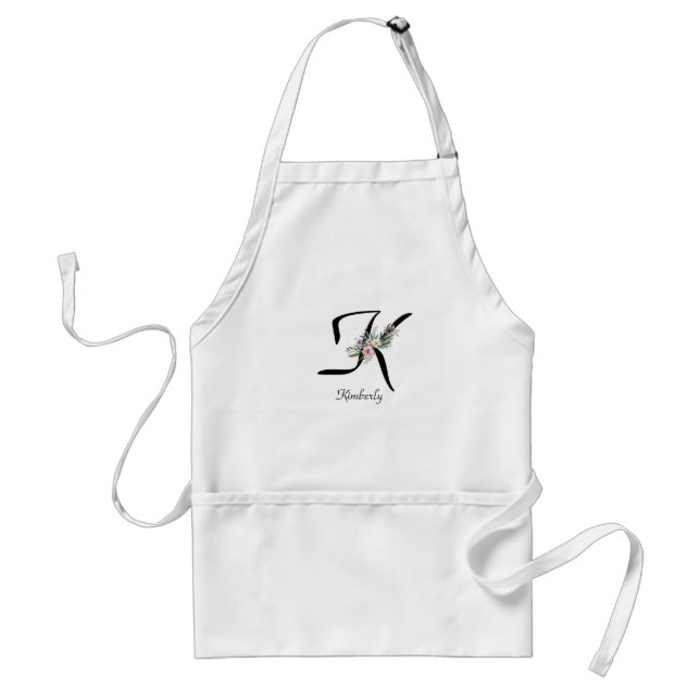 Tablier Lettre monographie florale K Apron de retraite (Devant)