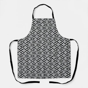 Tablier LETTRE NOIRE ET BLANCHE GRAVE C Alphabet Motif