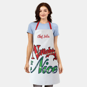 Tablier Lettres rouges rétro Noël, Naughty ou Nice