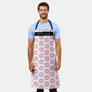 Tablier Lèvres Roses, Baiser, Baguette à lèvres, Votre Nom