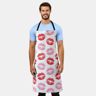 Tablier Lèvres rouges et roses, Motif des lèvres, bâton à 