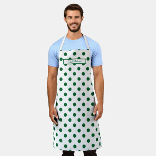 Tablier Lg motif à pois DIY Couleurs Vert Blanc SV